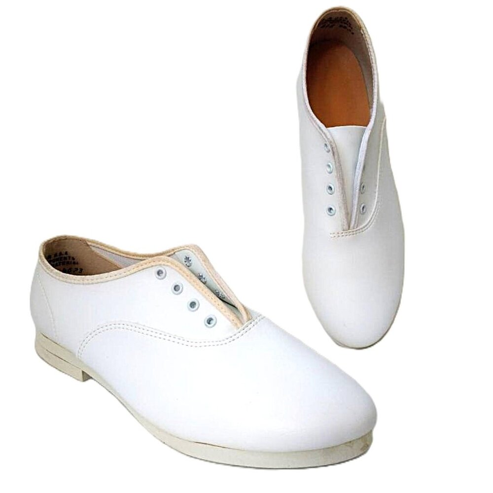 Vintage Plain White Uniform Shoes Size 8 Lace Up Soft Soles Sailor